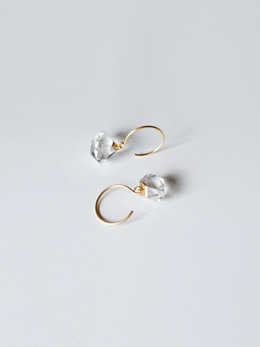 HERKIMER DIAMOND QUARTZ_Pierced Earrings_Hook